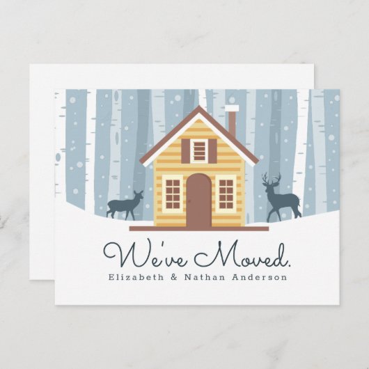 We hebben Rustic Cabin Moving Announcement verplaa Aankondigingskaart (Voorkant / Achterkant)