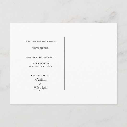 We hebben Rustic Cabin Moving Announcement verplaa Aankondigingskaart (Achterkant)