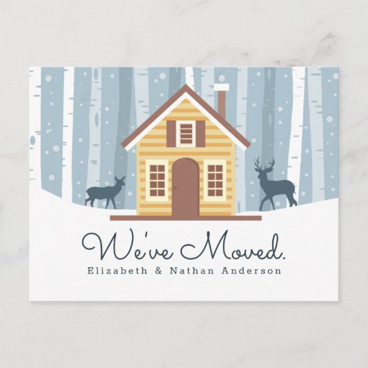 We hebben Rustic Cabin Moving Announcement verplaa Aankondigingskaart (Voorkant)