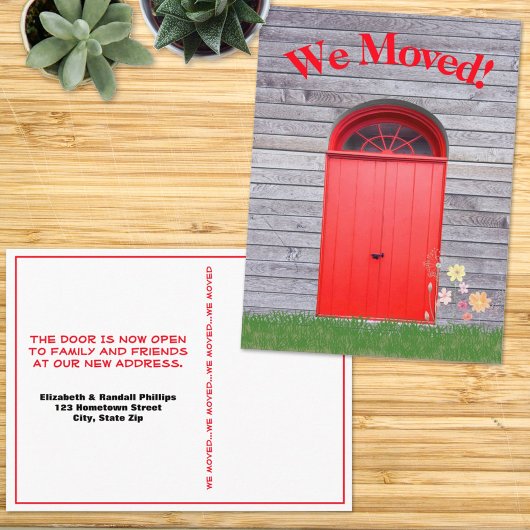 We hebben Rustic Red Double Doors Flowers verplaat Briefkaart