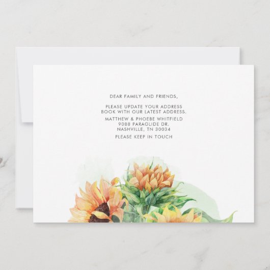 We hebben Rustic Sunflower Moving Announcement ver Aankondiging (Achterkant)