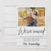 We hebben Rustic Wood Photo Moving verplaatst Aankondiging (Voorkant / Achterkant)