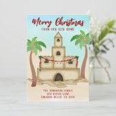 We hebben Sandcastle New Beach Home kerst verplaat Feestdagenkaart (Staand voorkant)