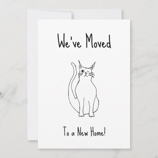 We hebben Schattige Cat New Home Black White verpl Aankondiging (Voorkant)