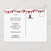 We hebben Schattige Custom Beach House verplaatst Aankondigingskaart (Achterkant)