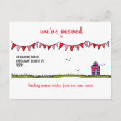 We hebben Schattige Custom Beach House verplaatst Aankondigingskaart (Voorkant)