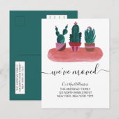 We hebben Schattigee cactus Planten verplaatst Aankondigingskaart (Voorkant / Achterkant)