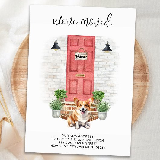 We hebben Schattigee Corgi Red Door Dog verhuisd Aankondiging