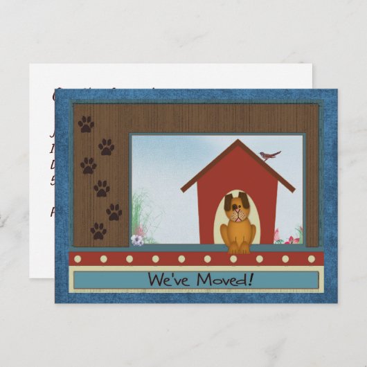 We hebben Schattigee hondenhok en pootafdrukken ve Aankondigingskaart (Voorkant / Achterkant)