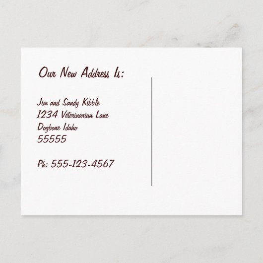 We hebben Schattigee hondenhok en pootafdrukken ve Aankondigingskaart (Achterkant)