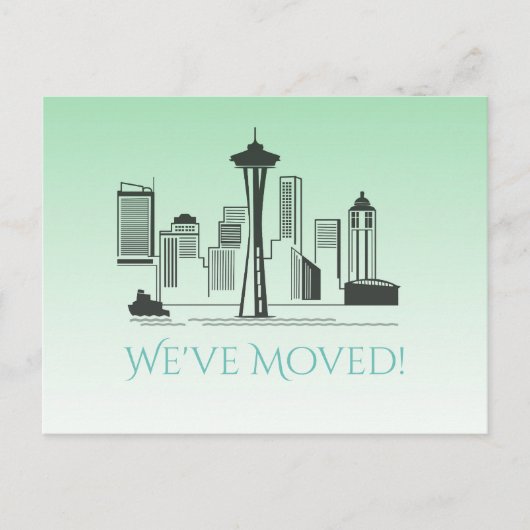 We hebben Seattle City Skyline verplaatst Aankondigingskaart (Voorkant)