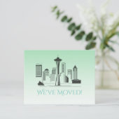 We hebben Seattle City Skyline verplaatst Aankondigingskaart (Staand voorkant)