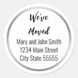 We hebben Silver White Black Moving Aankondiging v Ronde Sticker
