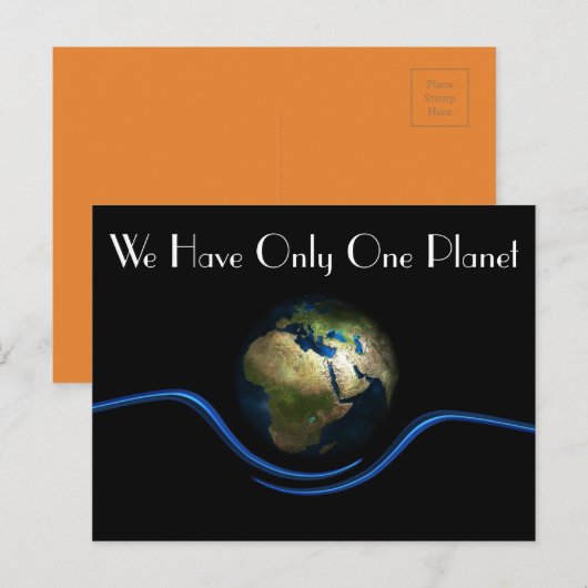 "We hebben slechts één planeet" en aarde uit de ru Briefkaart (Voorkant / Achterkant)