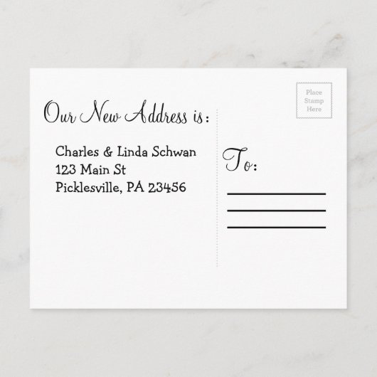 We hebben Squirrel New Address Briefkaarten verpla (Achterkant)