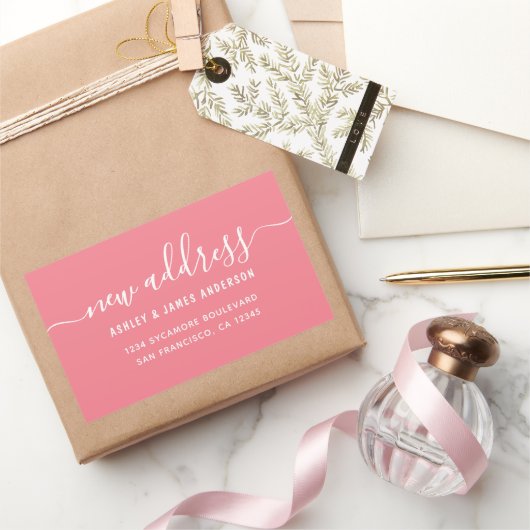We hebben Strawberry Pink New Address-label verpla Rechthoekige Sticker (Geschenken)