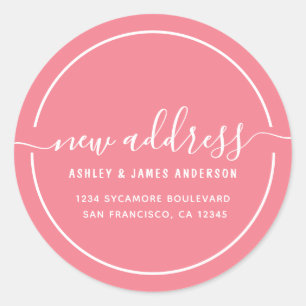 We hebben Strawberry Pink New Address-label verpla Ronde Sticker