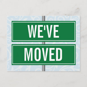 We hebben Street Sign Modern New Address Moving ve Aankondigingskaart