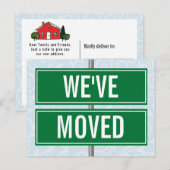 We hebben Street Sign Modern New Address Moving ve Aankondigingskaart (Voorkant / Achterkant)