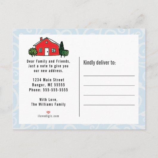 We hebben Street Sign Modern New Address Moving ve Aankondigingskaart (Achterkant)