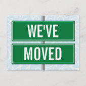 We hebben Street Sign Modern New Address Moving ve Aankondigingskaart (Voorkant)