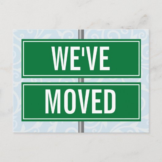 We hebben Street Sign Modern New Address Moving ve Aankondigingskaart (Voorkant)