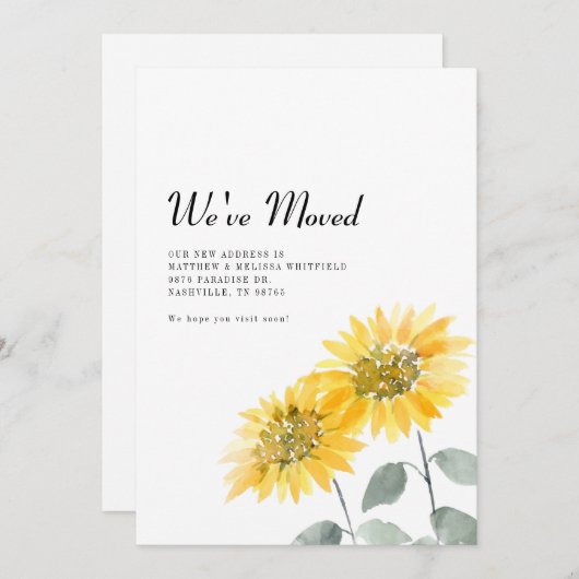 We hebben Sunflower Moving verplaatst Aankondiging (Voorkant / Achterkant)