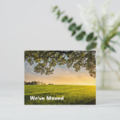 We hebben Sunset Field New Home-adres verplaatst Aankondigingskaart (Staand voorkant)