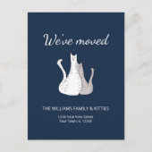 We hebben Tabby Cats Navy Blue Moving verplaatst Aankondigingskaart (Voorkant)