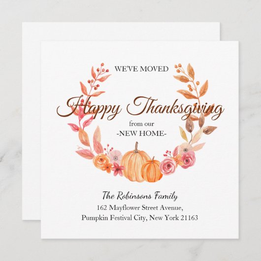 We hebben Thanksgiving gemaakt met New Home Moving Aankondiging (Voorkant / Achterkant)