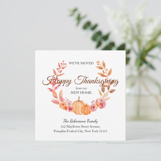 We hebben Thanksgiving gemaakt met New Home Moving Aankondiging (Staand voorkant)