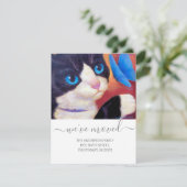We hebben Tuxedo Cat Pet New Address Script Text v Aankondiging (Staand voorkant)