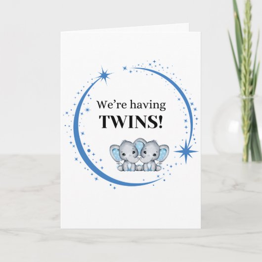 We hebben Twins Boys Blue Birth Aankondiging (Voorkant)