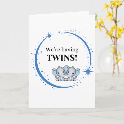 We hebben Twins Boys Blue Birth Aankondiging (Gele Bloem)