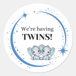 We hebben Twins Boys Blue Birth Aankondiging Ronde Sticker