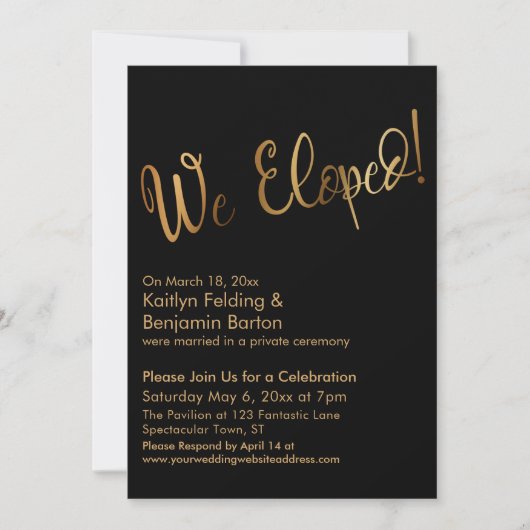 We hebben uitgeput! Gold- en Black Post Wedding-fe Kaart (Voorkant)