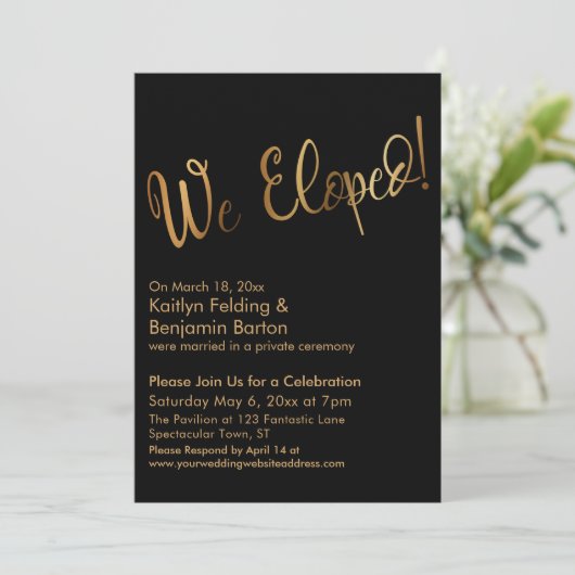 We hebben uitgeput! Gold- en Black Post Wedding-fe Kaart (Staand voorkant)