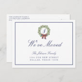 We hebben vakantiekerst-baarmoedermonogram verplaa aankondigingskaart (Voorkant / Achterkant)