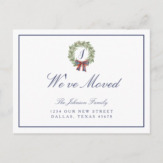 We hebben vakantiekerst-baarmoedermonogram verplaa aankondigingskaart (Voorkant)