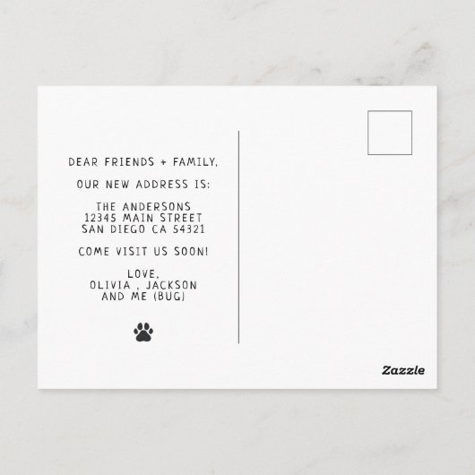 We hebben Verandering van Adres Hond Foto Briefkaa Briefkaart (Achterkant)