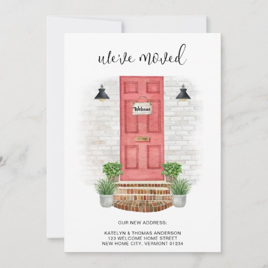 We hebben verandering van Adres Waterverf rode deu Aankondiging (Voorkant)