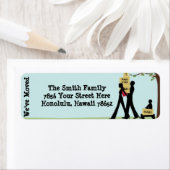 We hebben verhuisd Adresetiketten familie met doze Etiket (Insitu)