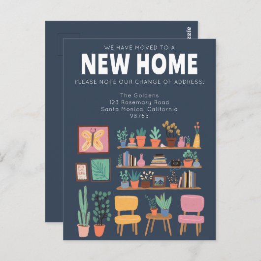 We hebben verhuisd adreswijziging Schattigee woonk Briefkaart (Voorkant / Achterkant)