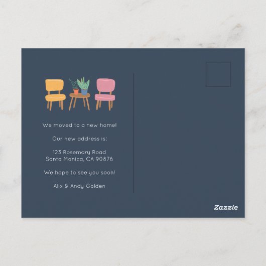 We hebben verhuisd adreswijziging Schattigee woonk Briefkaart (Achterkant)