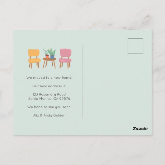 We hebben verhuisd adreswijziging Schattigee woonk Briefkaart (Achterkant)