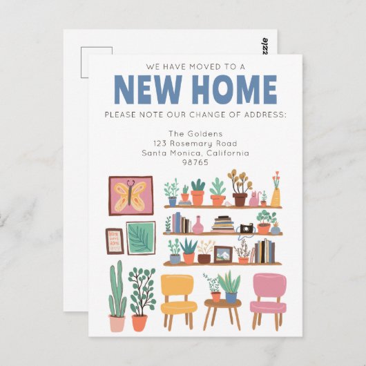 We hebben verhuisd adreswijziging Schattigee woonk Briefkaart (Voorkant / Achterkant)