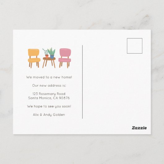 We hebben verhuisd adreswijziging Schattigee woonk Briefkaart (Achterkant)