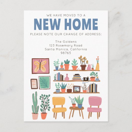 We hebben verhuisd adreswijziging Schattigee woonk Briefkaart (Voorkant)