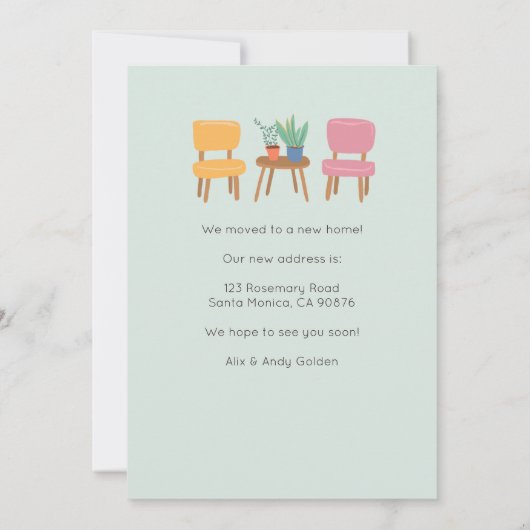 We hebben verhuisd adreswijziging Schattigee woonk Kaart (Achterkant)