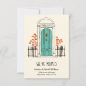 We hebben verhuisd - Blue Door Moving Aankondiging (Voorkant)